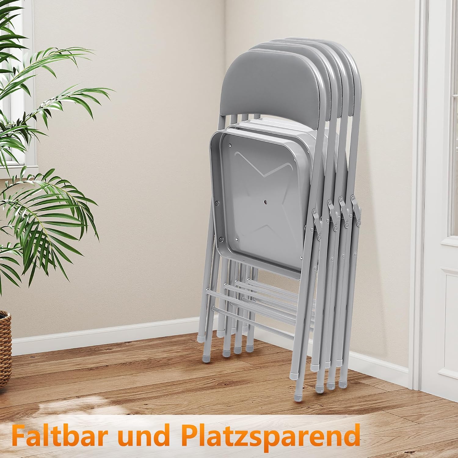 Thumbnail 6 de Asdsed Klappstuhl 4er-Set – gepolsterte Metall-Klappstühle mit 204 kg Tragkraft