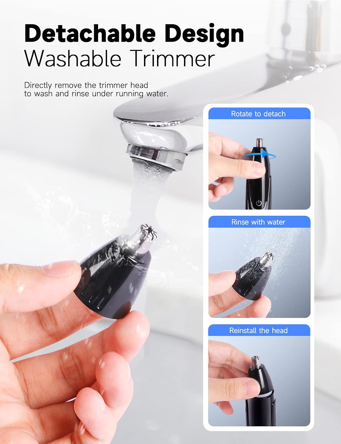 Detalle de ZORAMI Rechargeable Ear and Nose Hair Trimmer - 2026 Professional Painless Eyebrow & Facial Hair Trimmer