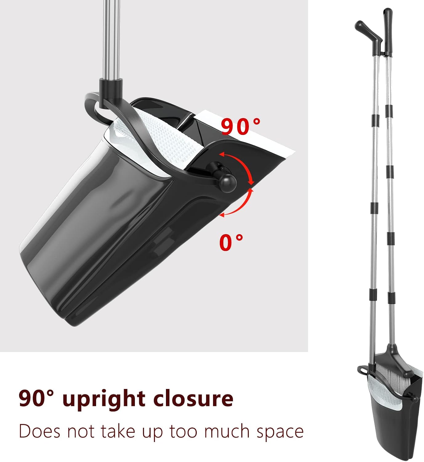 Thumbnail 2 de Broom with Dustpan Combo Set 54” Long Handle – Black & Grey