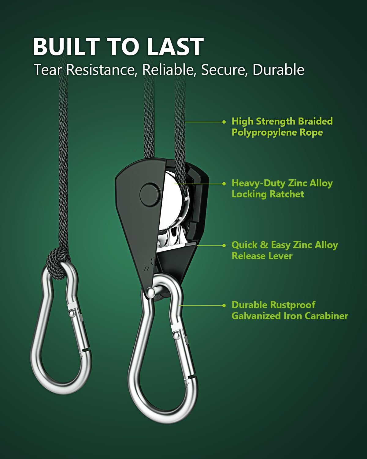 Detalle de STAYGROW 8-Pack 1/8 in Ratchet Straps for Kayak Tie-Downs, Plant Hangers & More