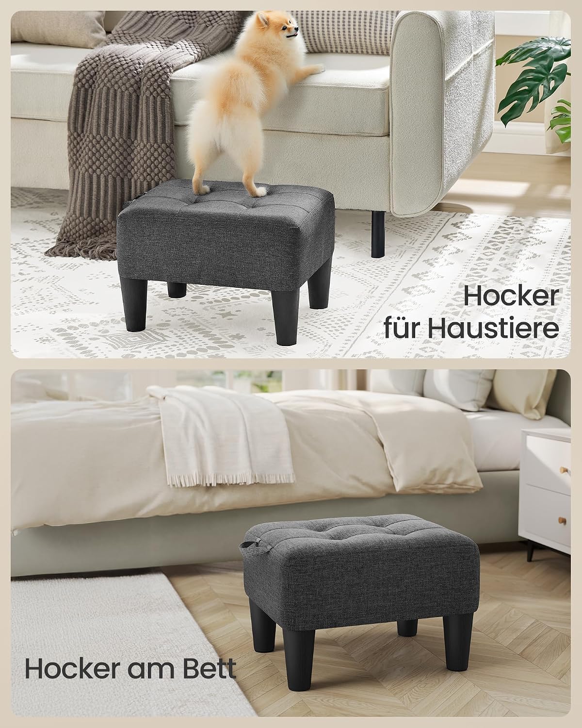 Thumbnail 4 de SONGMICS Sitzhocker LOM502G01 als Fußhocker mit 5 cm Polsterung, bis 150 kg belastbar
