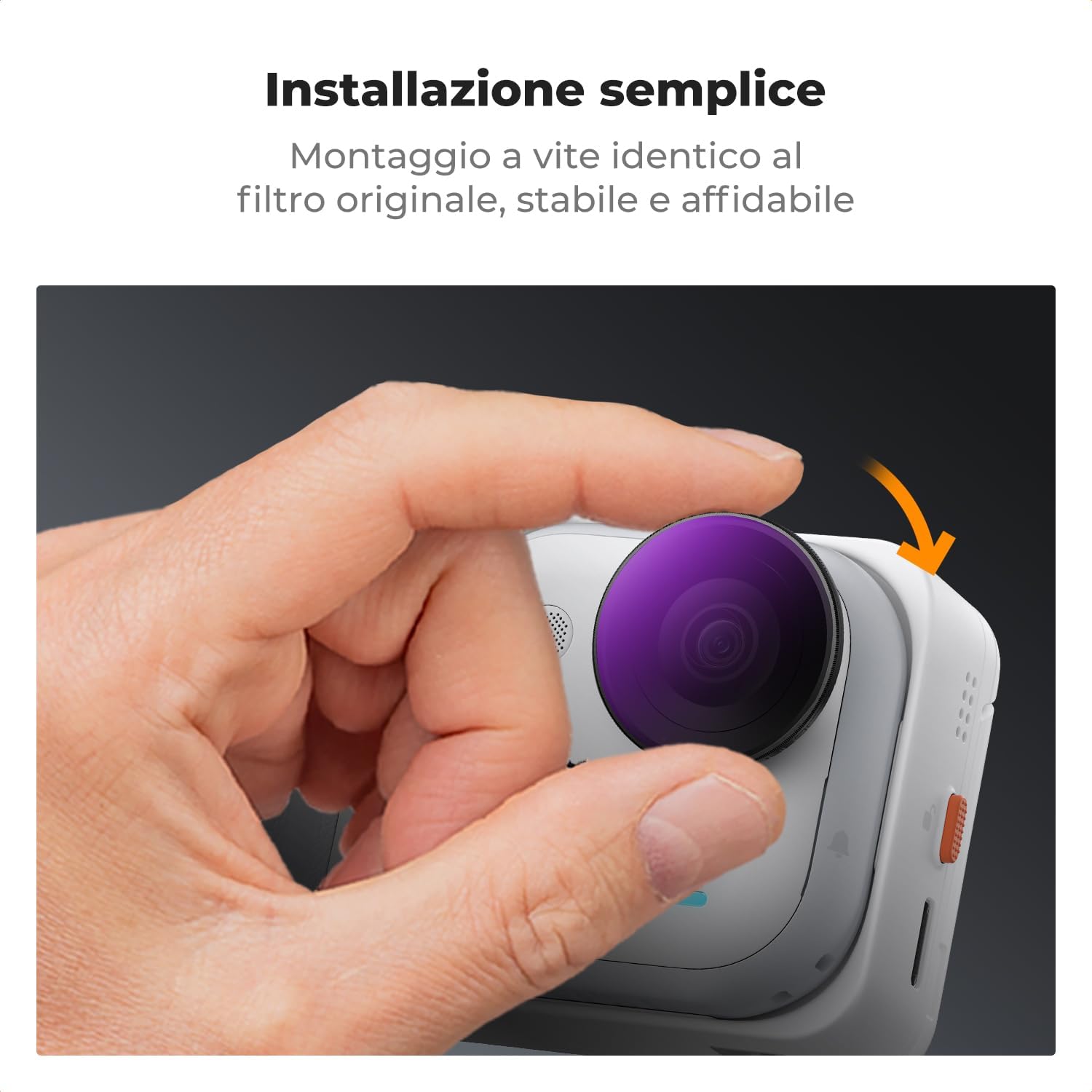 Detalle de K&F CONCEPT Kit Filtri ND/PL per Insta360 Go Ultra – ND8/PL, ND16/PL, ND32/PL e ND64/PL (4 pezzi)
