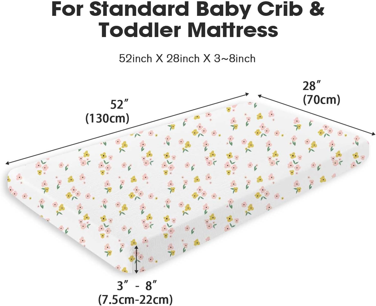 Thumbnail 2 de Little Grape Land Yellow Flower Muslin Crib Sheets, 2-Pack, 100% Cotton