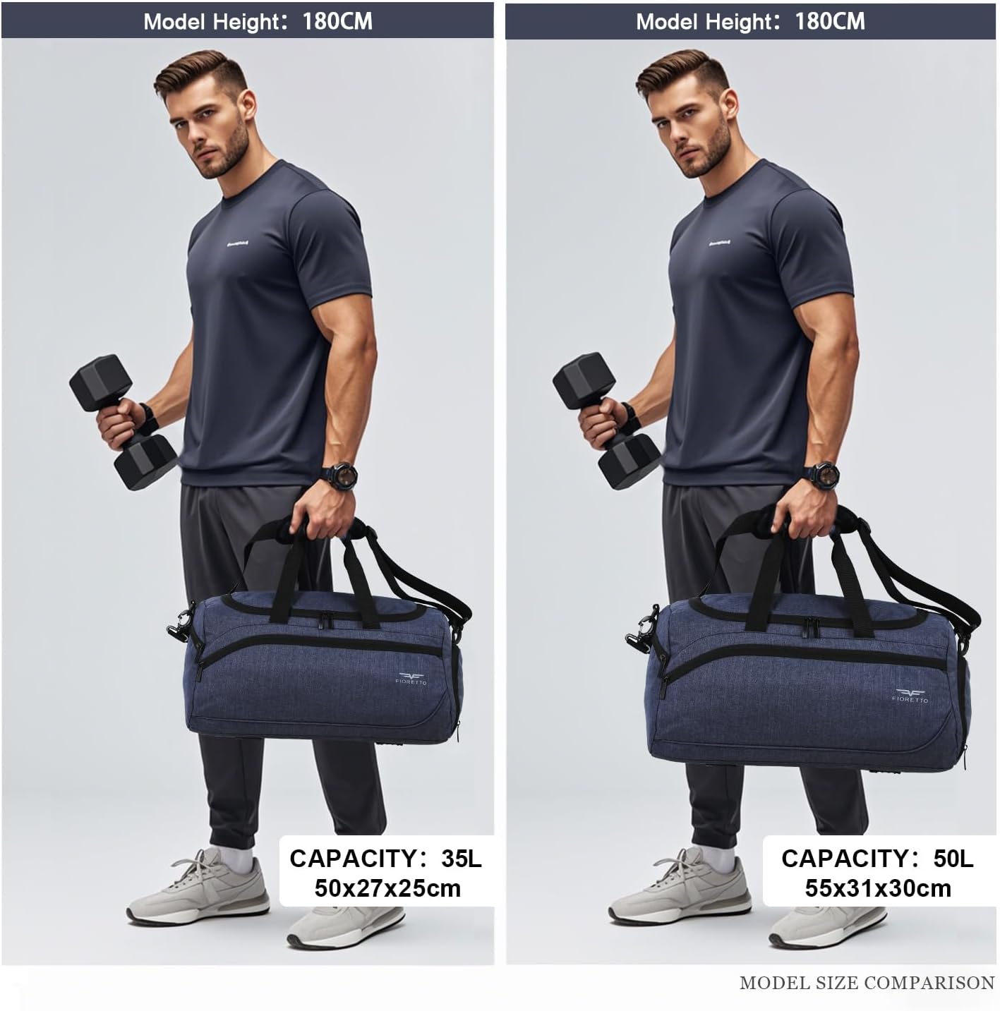 Thumbnail 2 de FIORETTO Mens Sports Gym Bag with wet pocket