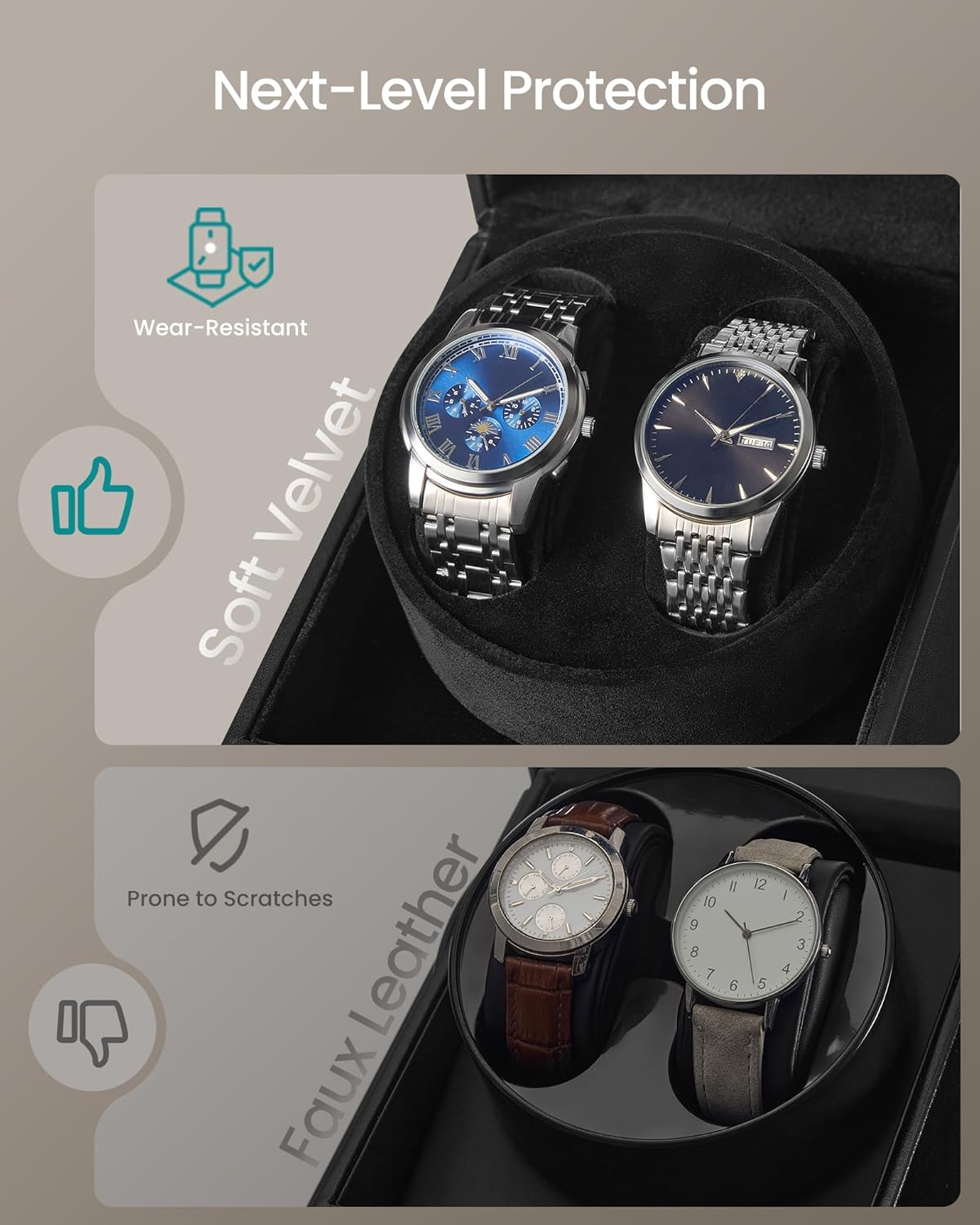 Detalle de SONGMICS Watch Winder for 1 Watch with LED Light, Lock and 4 Rotation Modes