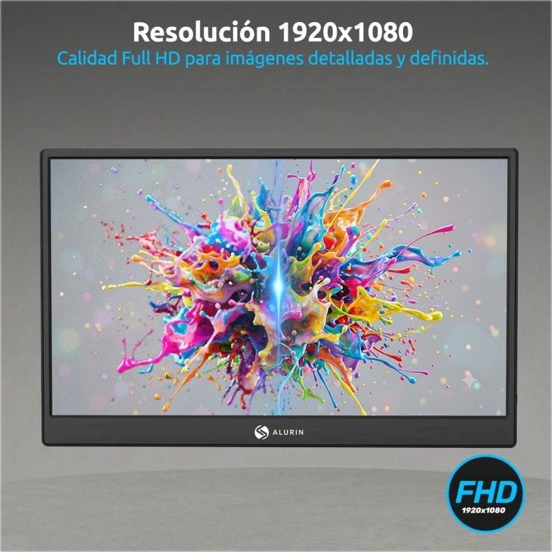 Detalle de Monitor Portátil Alurin CoreVision Air IPS FHD 15,6" con funda
