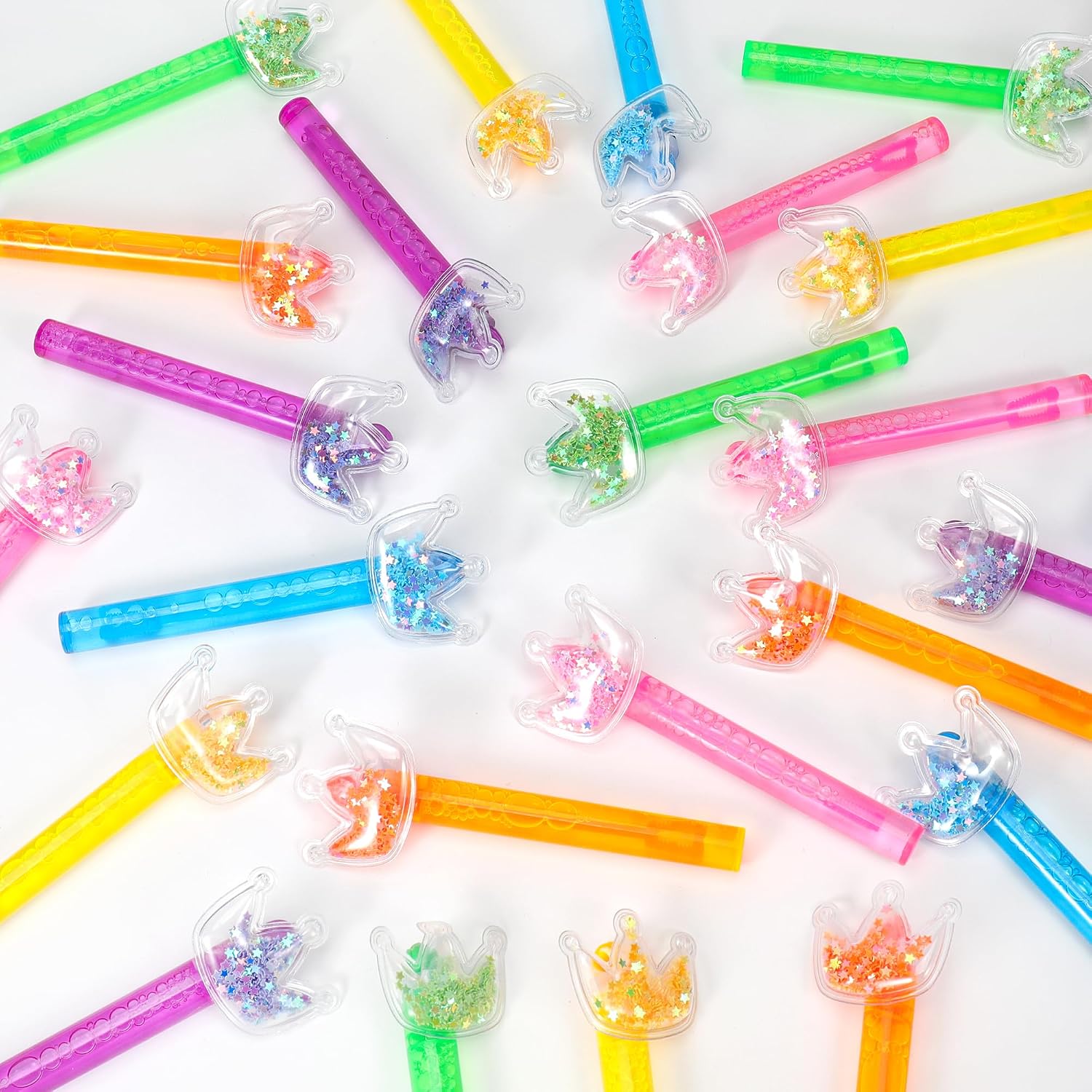 Detalle 1 de PLOUGVI 202410-03 Glitter Crown Bubble Wands, 24-Pack, 6 Colors