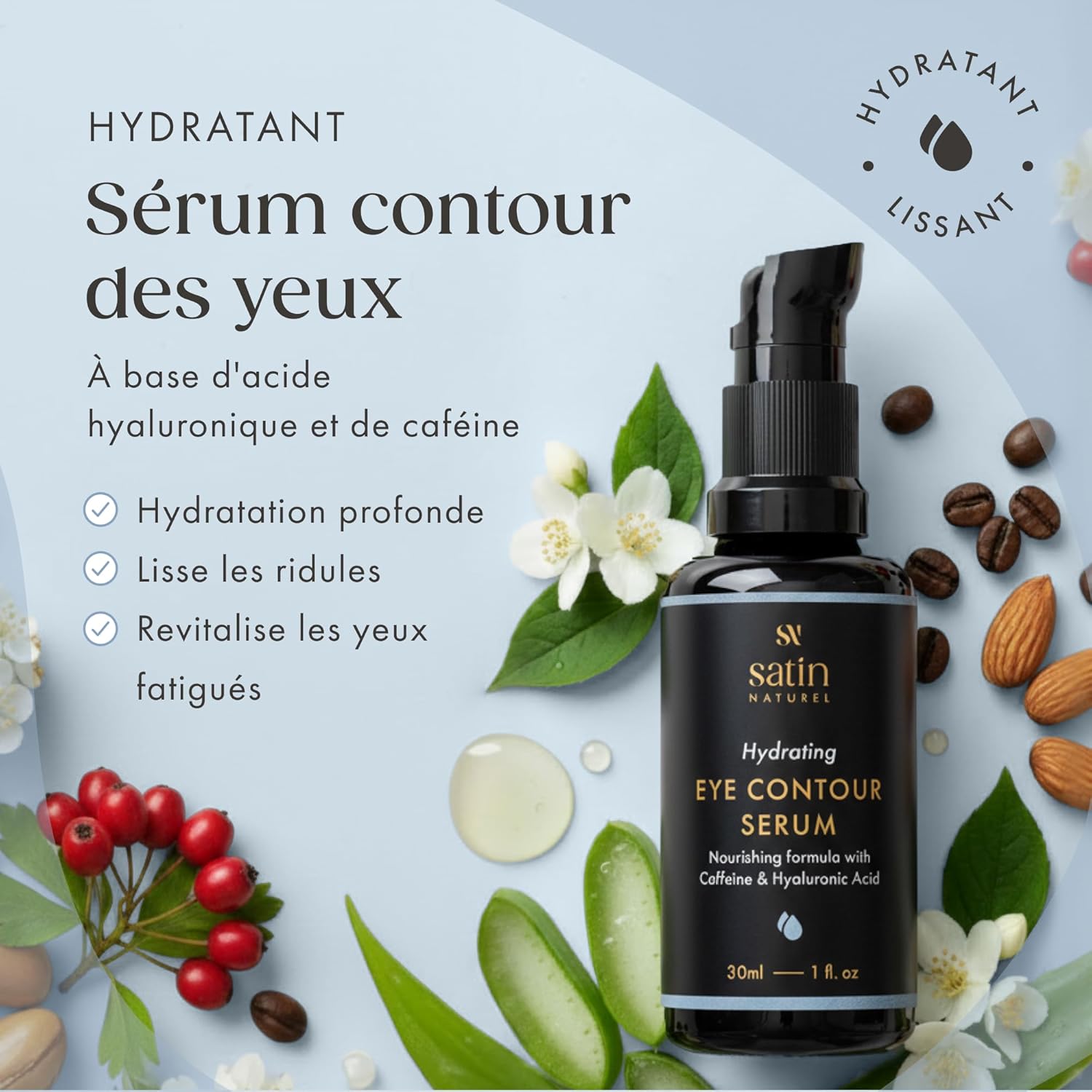 Thumbnail 1 de Satin Naturel Gel-Crème Contour des Yeux 30 ml – soin hydratant anti-rides, anti-cernes et anti-poches