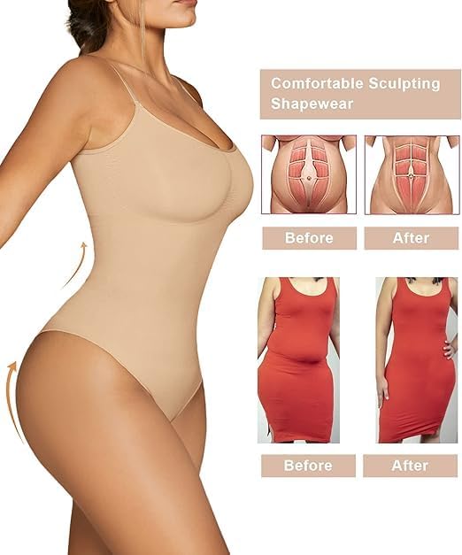 Detalle 2 de SHAPERX Women's Brief Shapewear Bodysuit with Seamless Tummy Control