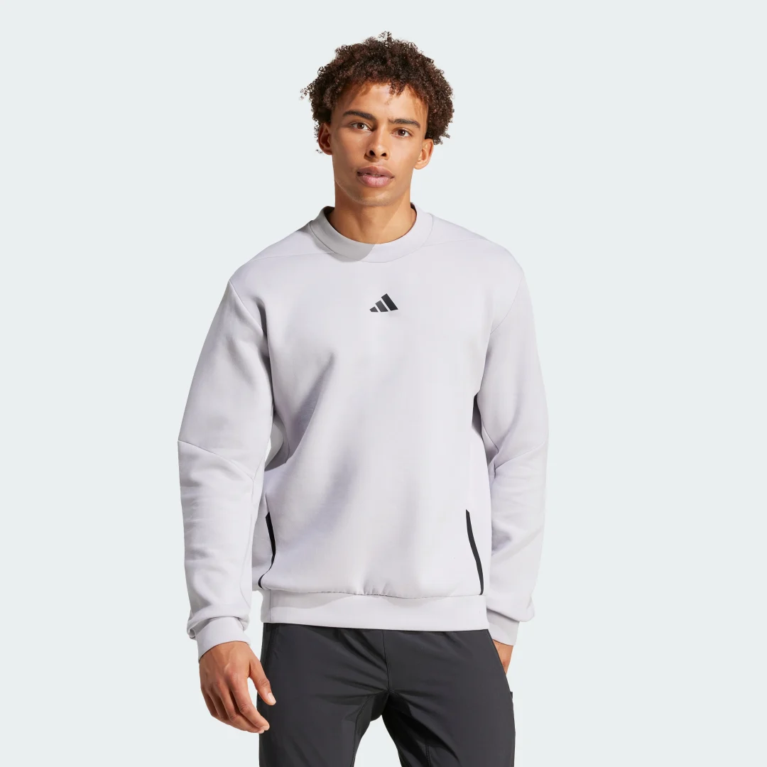 Detalle de Sudadera de cuello redondo Designed for Training de Adidas — Gris