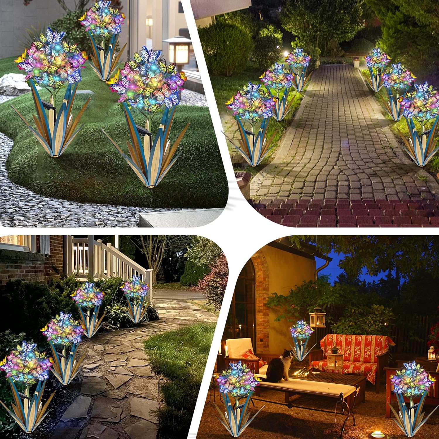 Thumbnail 6 de Homight Solar Metal Agave Butterfly Flower Stick Garden Sculpture (2-Pack, Red)