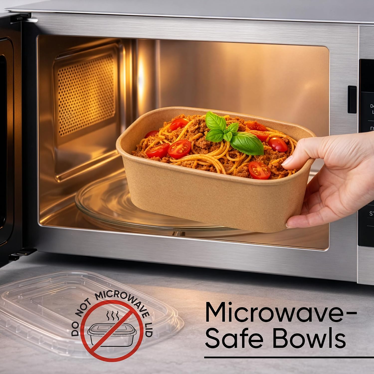 Thumbnail 4 de Leafiew 50 Pack 29Oz Disposable Meal Prep Containers with Lids – Microwave & Freezer Safe Kraft Paper Bowls