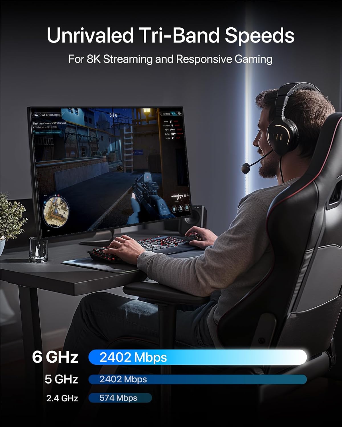 Detalle de BrosTrend AXE5400 WiFi 6E USB WiFi Dongle (Long Range, Tri-Band 6GHz/5GHz/2.4GHz) for Windows