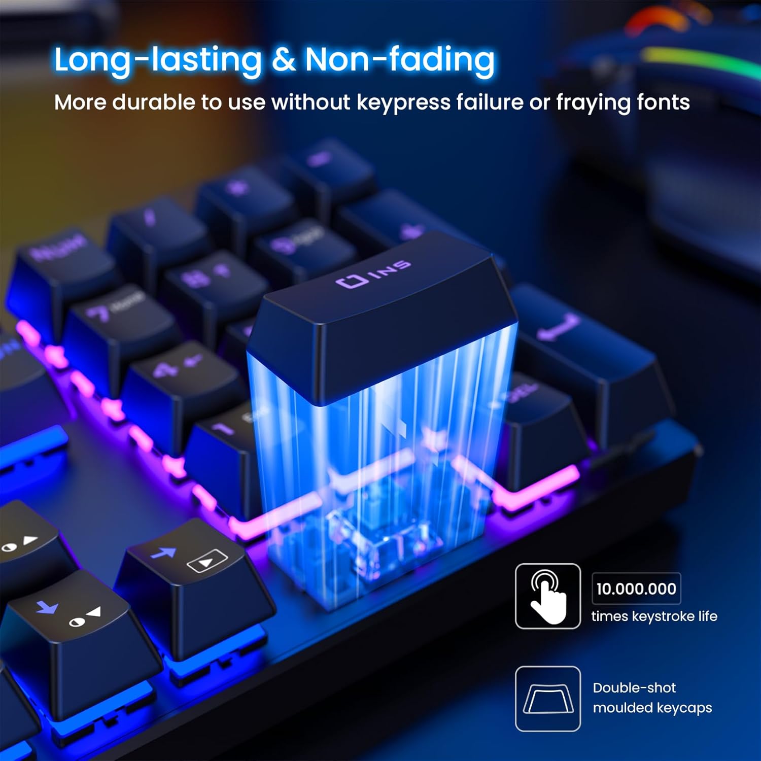 Thumbnail 5 de RisoPhy Mechanical Gaming Keyboard, 104-Key Ultra-Slim RGB Blue Switch USB Wired