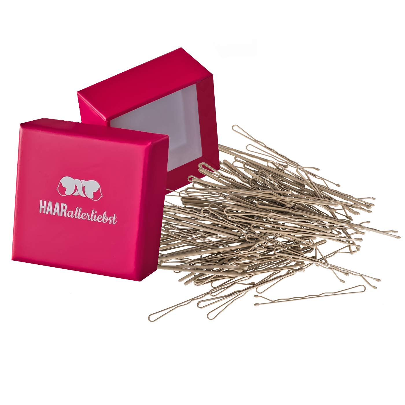 Detalle de HAARallerliebst 100 Haarnadeln – 5 cm Bobby Pins Beige für Blonde Haare | Pinke Box