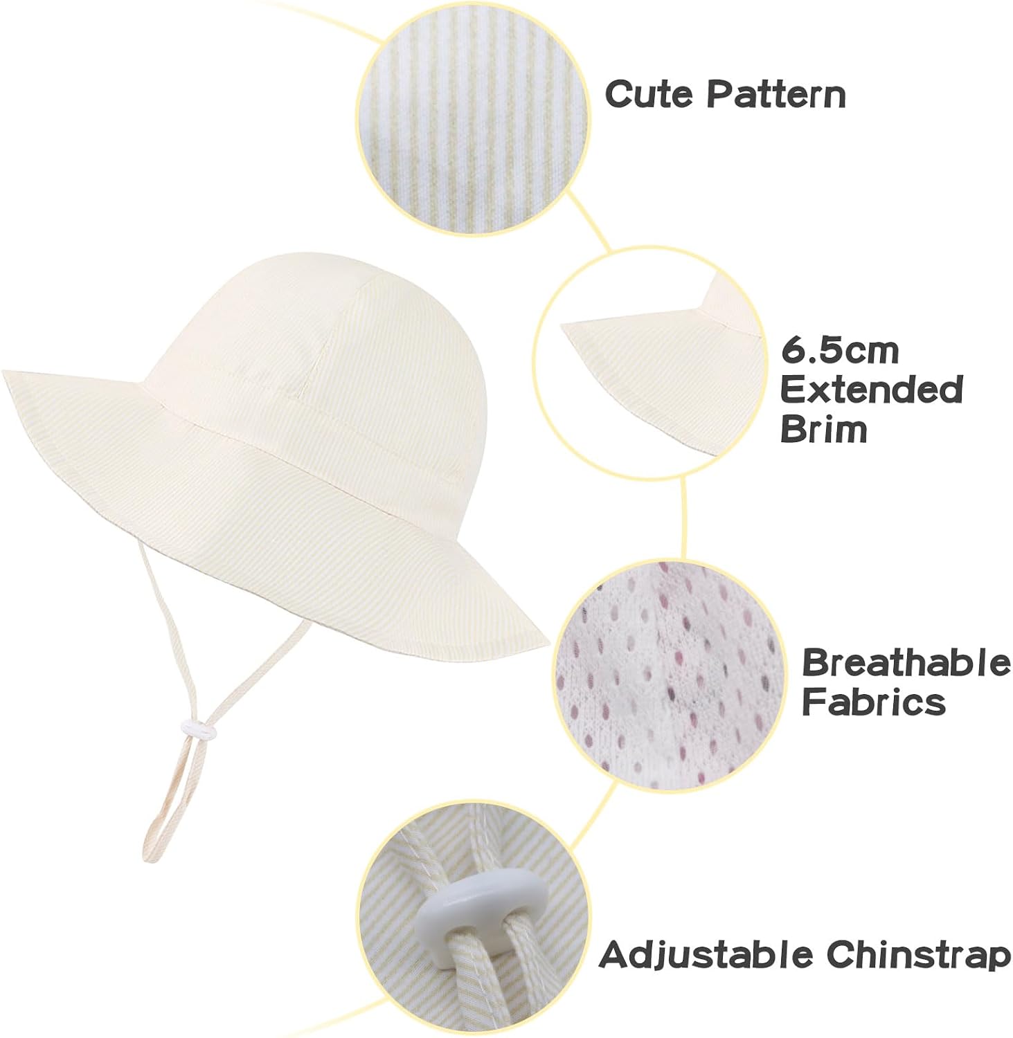 Thumbnail 4 de YAMEIZE Baby Sun Hat: Adjustable Wide Brim UV50+ Sun Protection Hat for Toddlers