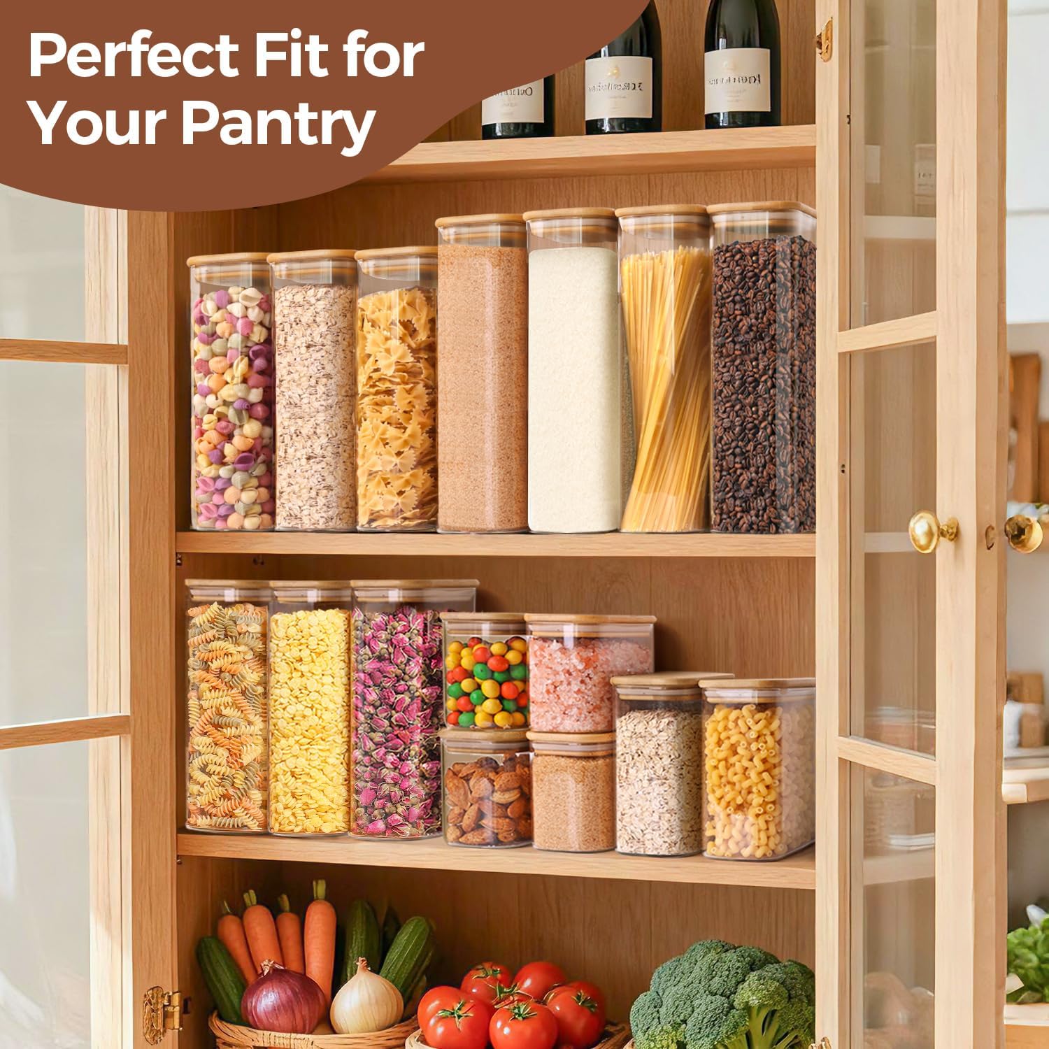 Thumbnail 5 de ComSaf 2.1 L Glass Storage Jars, 3 Pack with Bamboo Lids