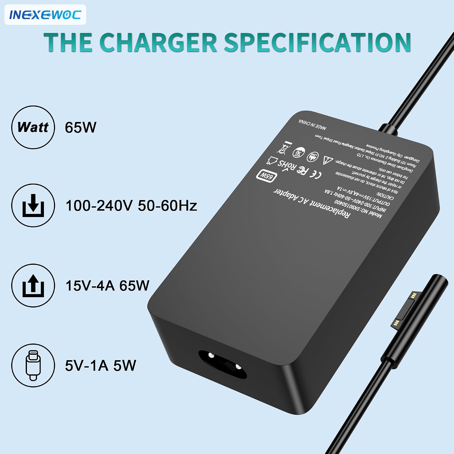 Detalle de INEXEWOC SK90195400 65W Surface Charger with 5W USB Port