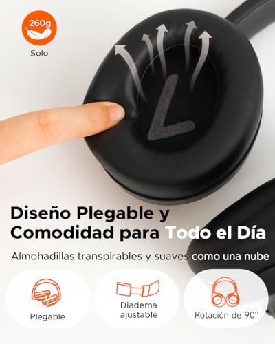 Thumbnail 3 de truefree Auriculares Bluetooth 6.0 con ANC, 125 h de autonomía y diseño supraural