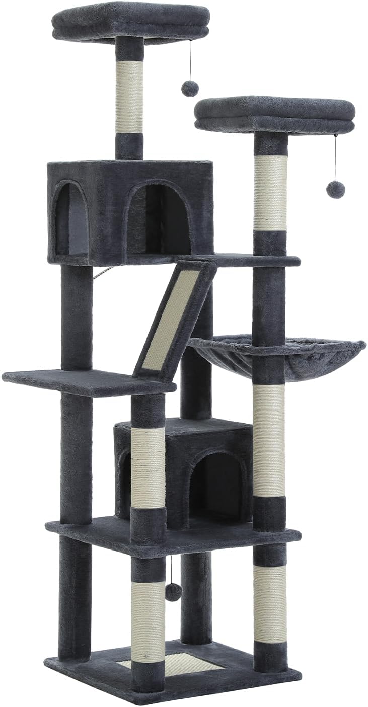 Thumbnail 6 de PETEPELA 180 cm Kratzbaum groß – Multi-Level Katzenbaum für große Katzen mit 6 Sisalsäulen und Hängematte