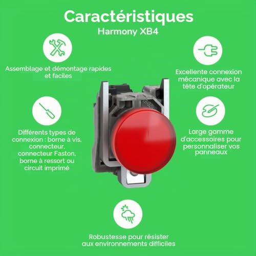 Thumbnail 6 de Schneider Electric Harmony XB4BVB4 — Voyant lumineux DEL Ø22 rouge, 24V, montage par vis étrier