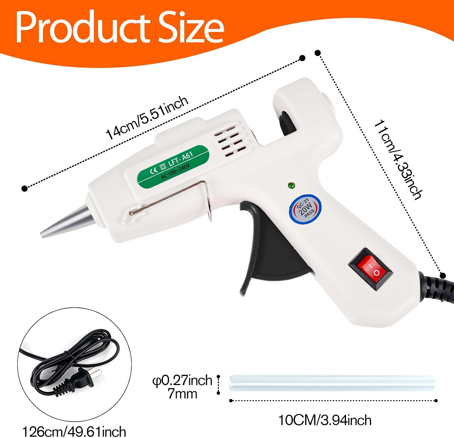 Detalle 2 de SHJADE 20W Mini Hot Glue Gun Kit with 30 Sticks (White)