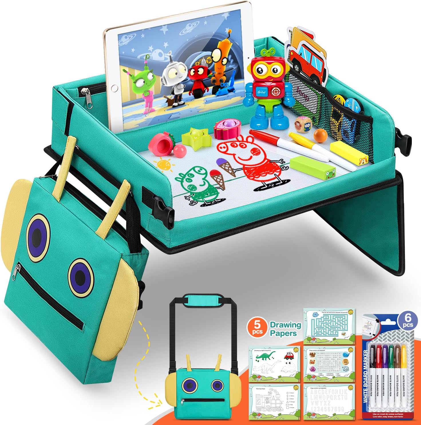 Detalle de COOLJOY 2 In 1 Kinder Reisetisch, 5 Zeichenblätter