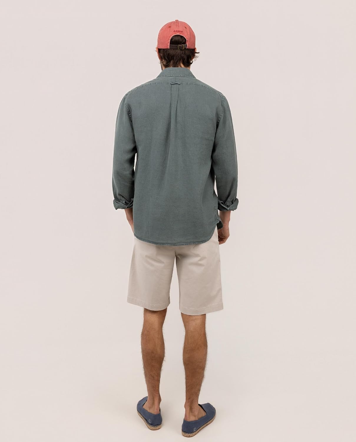 Thumbnail 3 de El Ganso Camisa Lino Garment Dyed Button Down Verde Oscuro