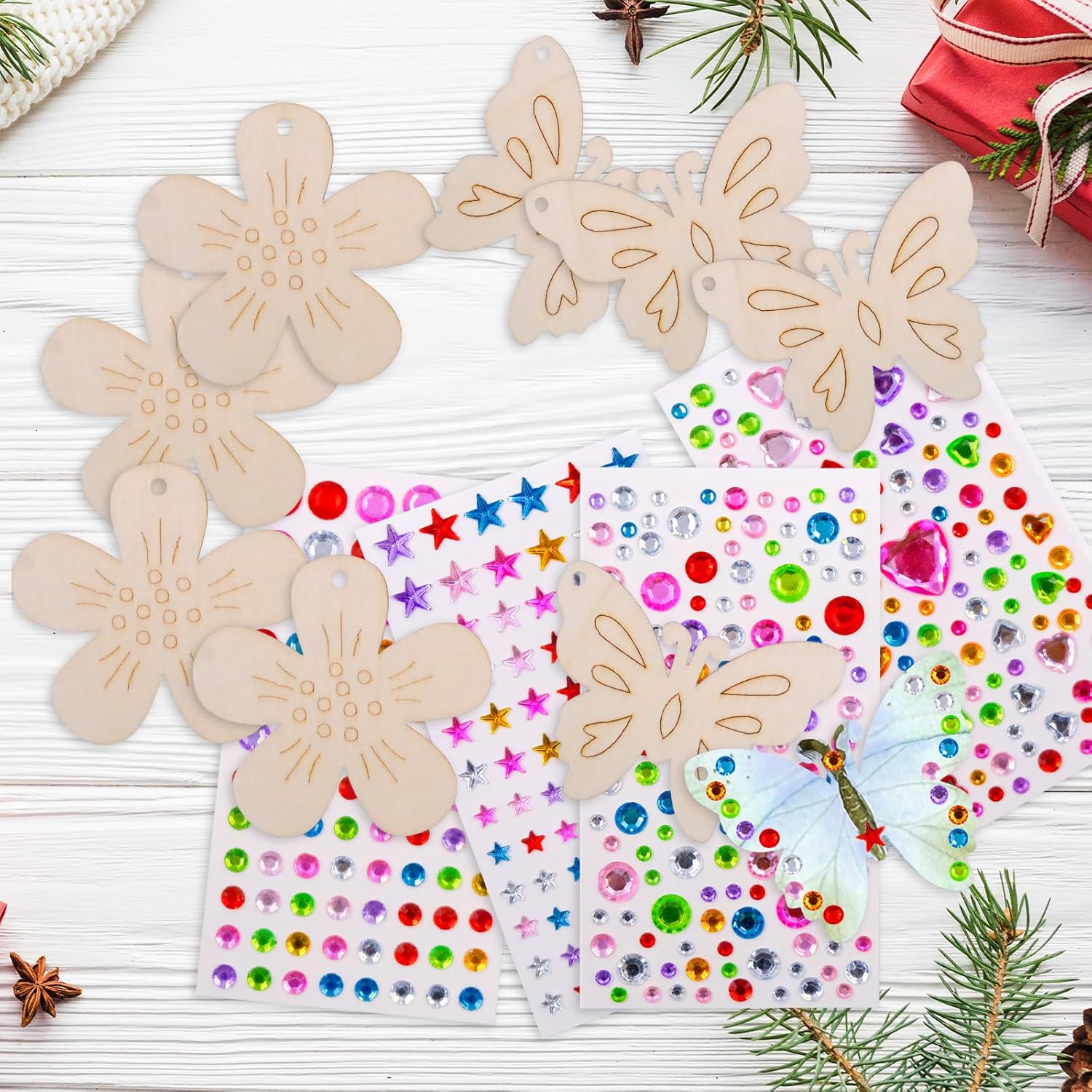 Thumbnail 3 de Griwuut 40-pack Wooden Butterflies & Flowers 🎨