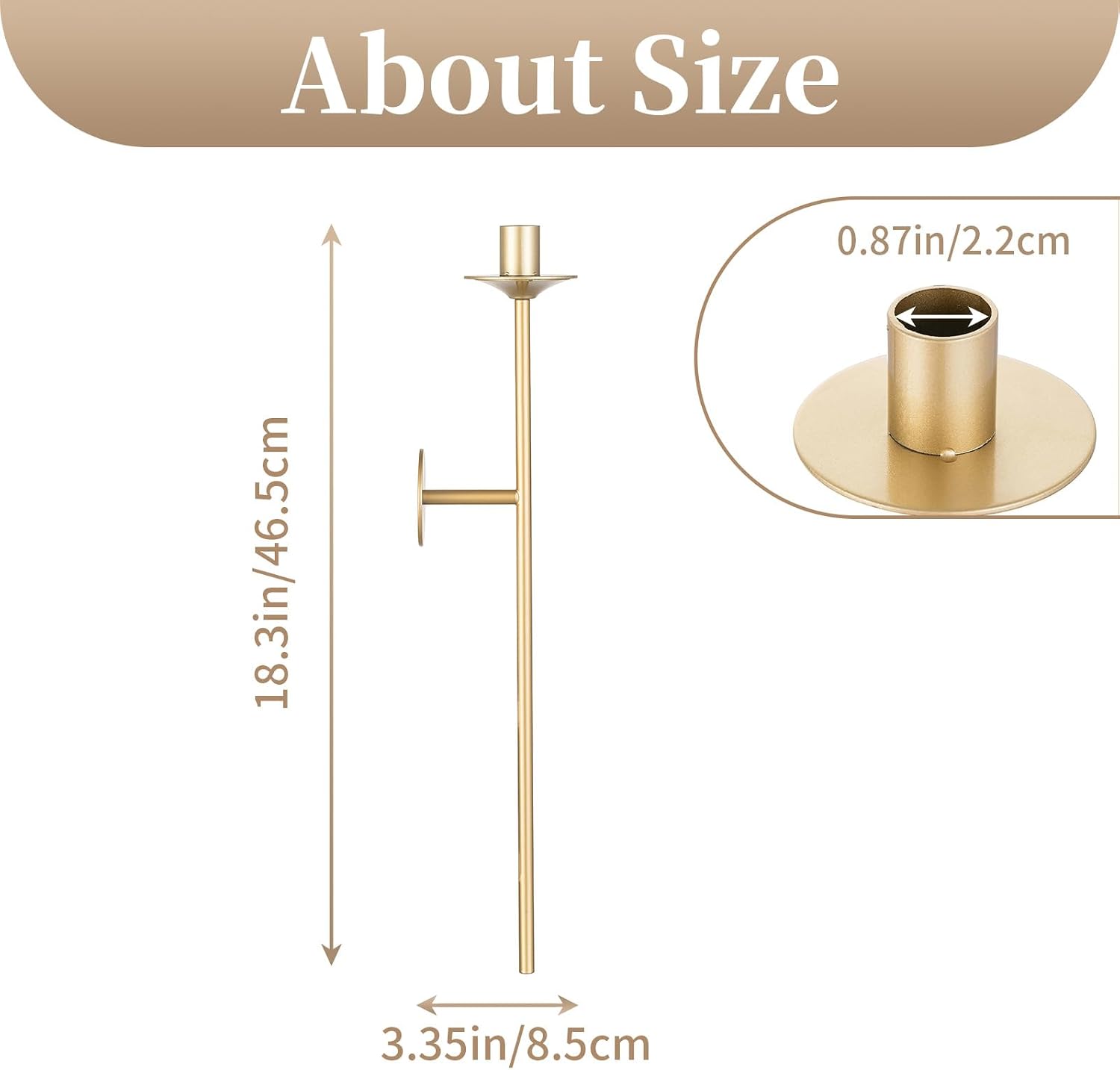 Detalle 1 de Sziqiqi YSZTZ2243 väggljusstakar i guld, metall, 46,5 cm, 2-pack
