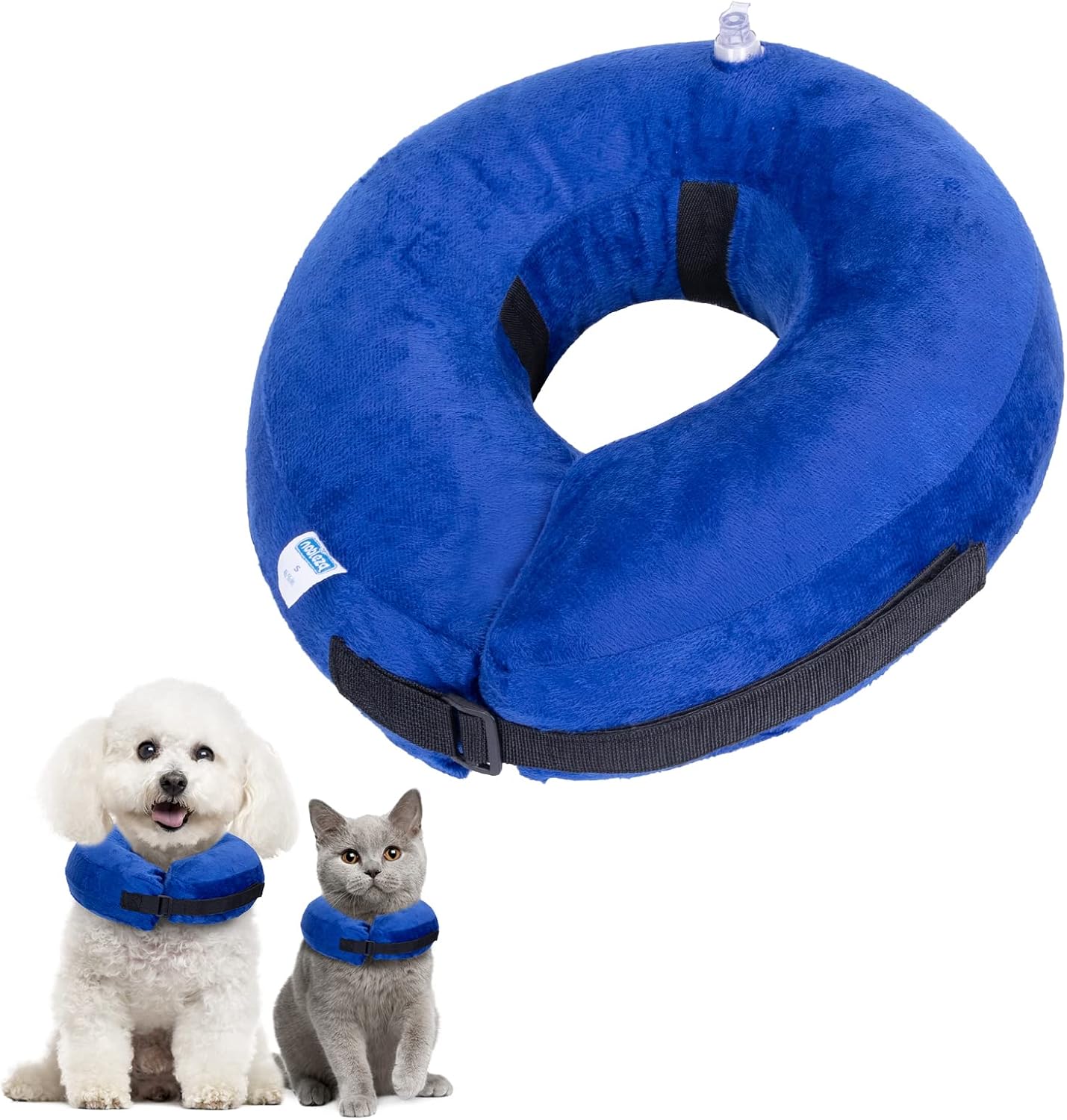 Nobleza Collerette Gonflable Ajustable pour Chien et Chat - Bleu (S) Anti-Léchage et Anti-Grattage