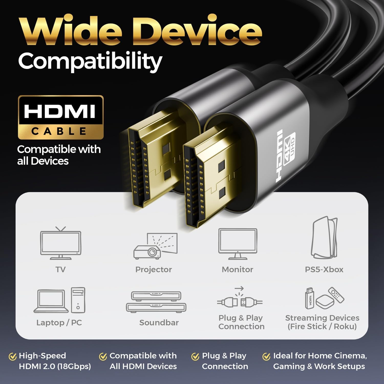 Thumbnail 5 de True HQ 4K HDMI Cable 5m