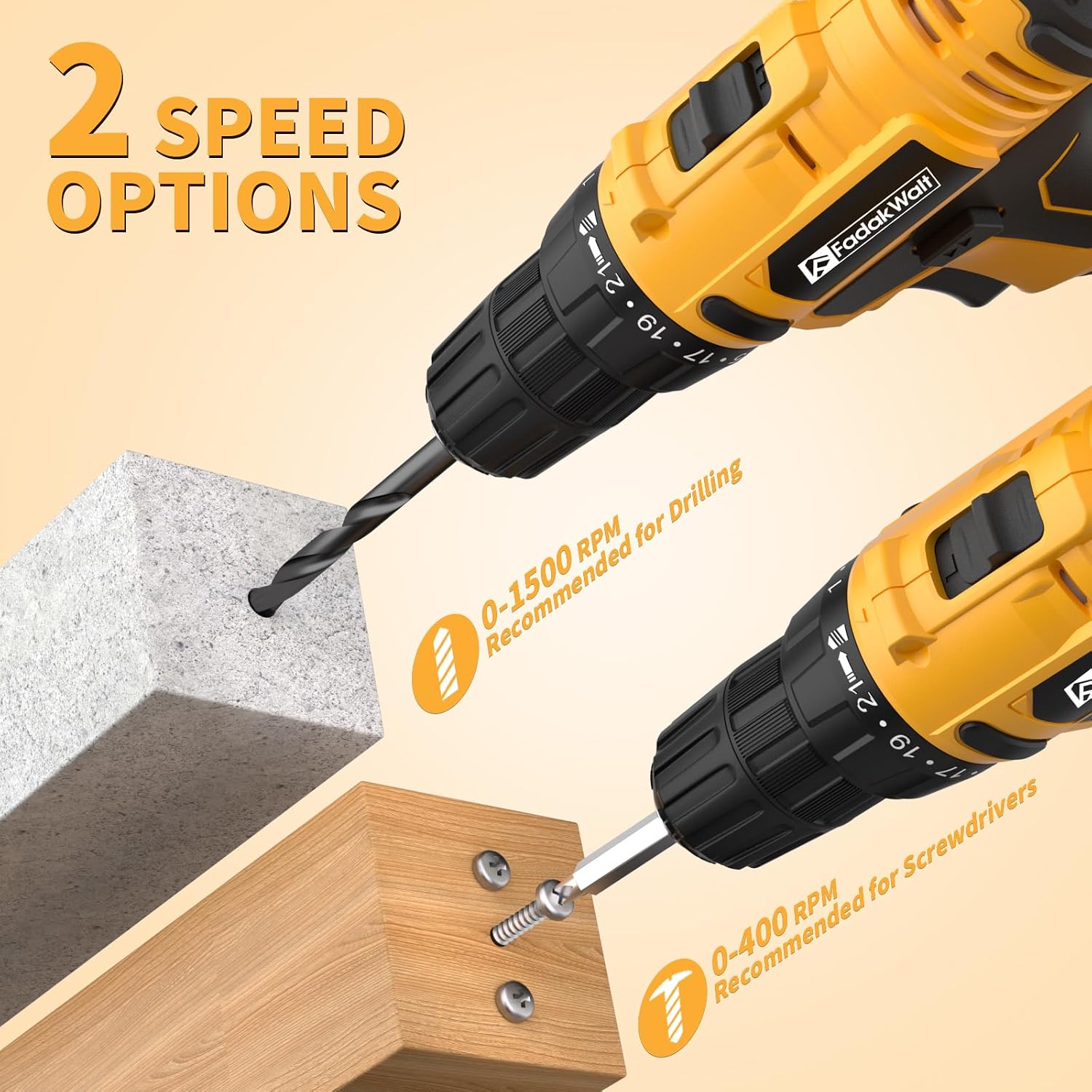Detalle 2 de FADAKWALT 20V Cordless Drill 30Nm