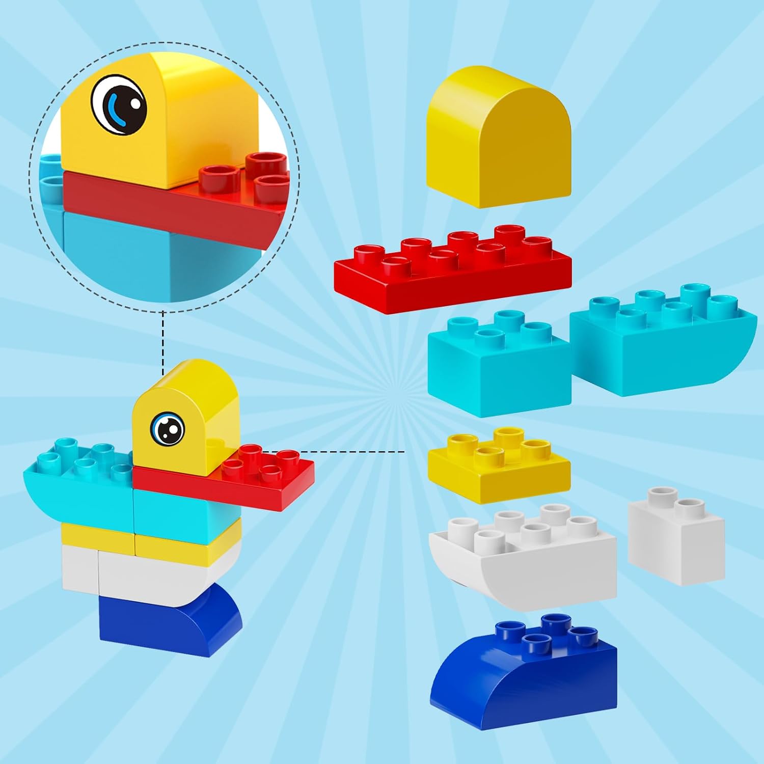 Thumbnail 3 de burgkidz Classic Große Kreative Bausteine-Box (135-teilig) für Kleinkinder ab 2 Jahren