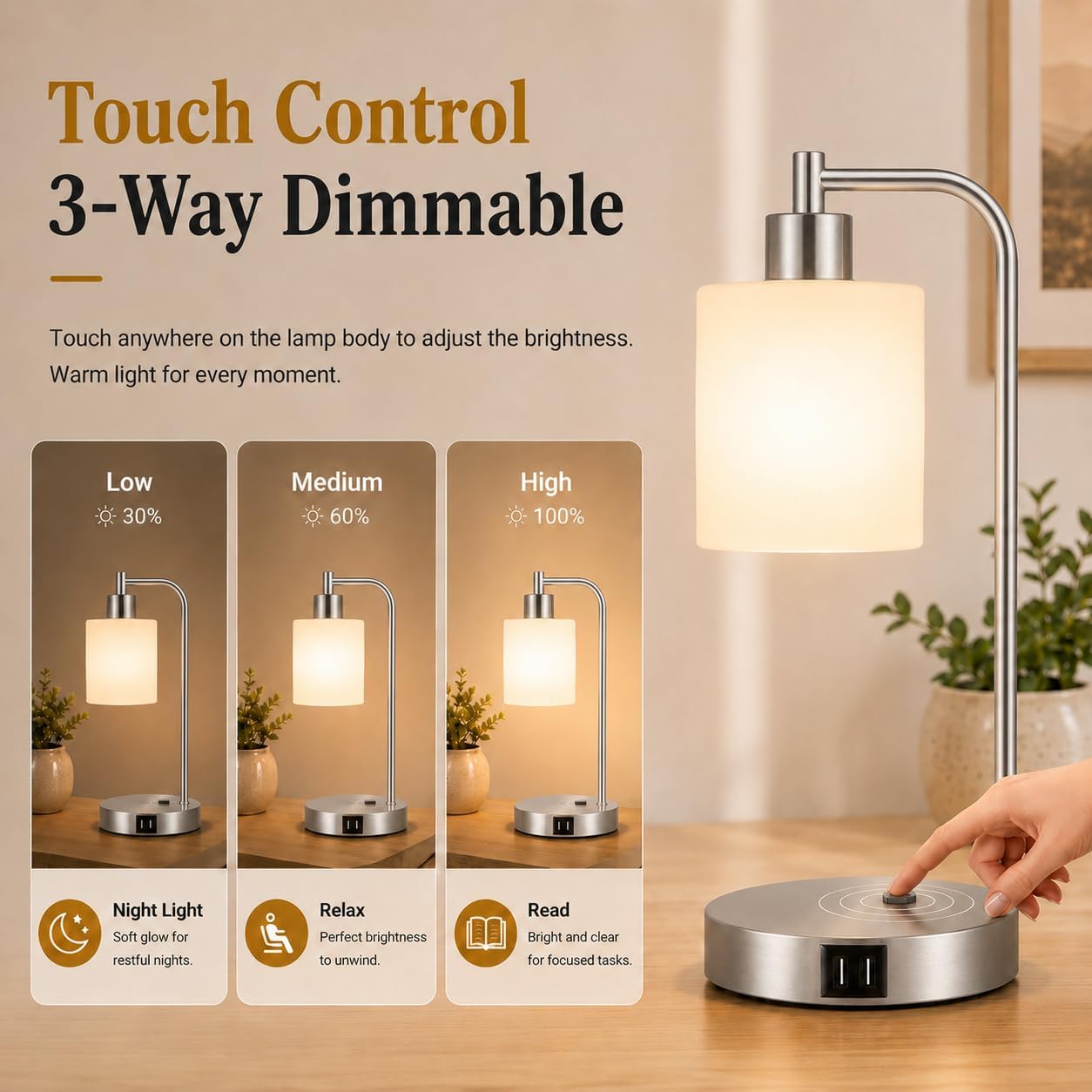 Thumbnail 2 de Nintiue Touch Control Table Lamps Set of 2