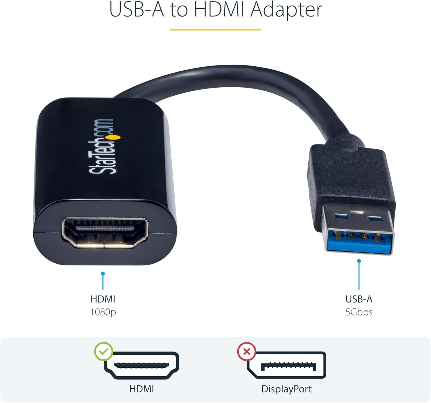 Detalle de StarTech USB 3.0 to HDMI Adapter (USB32HDES): USB-A to HDMI Display Converter for Windows
