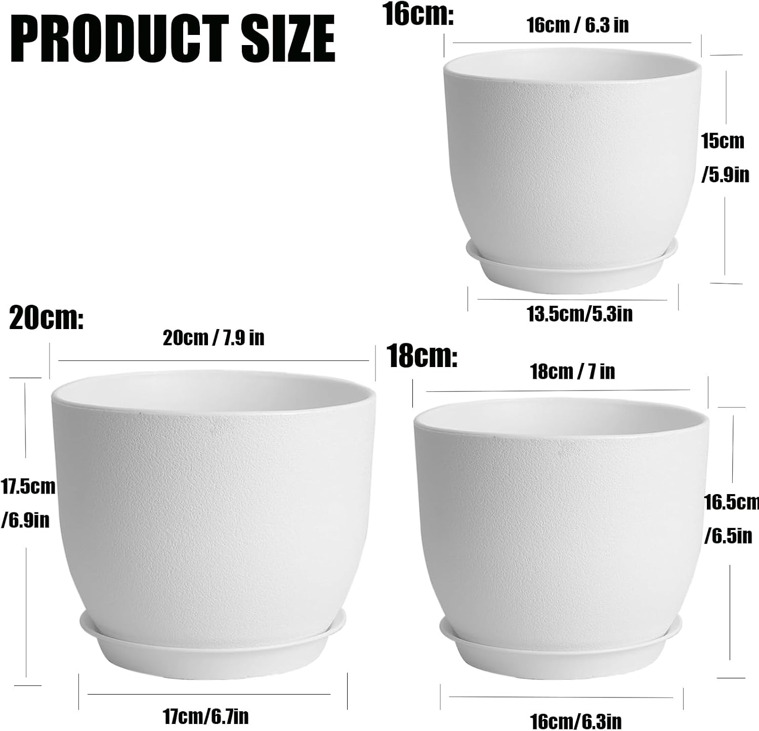 Detalle de PROFIKLA plant pot set 16, 18, 20cm