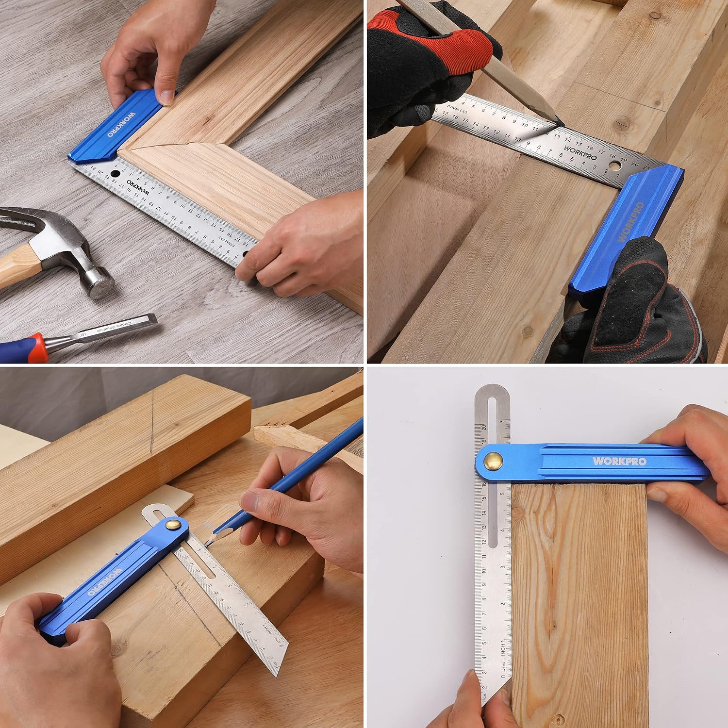 Thumbnail 6 de WORKPRO Squadrette da Carpenteri 2 Pezzi: precisione e versatilità per angoli e linee perfette