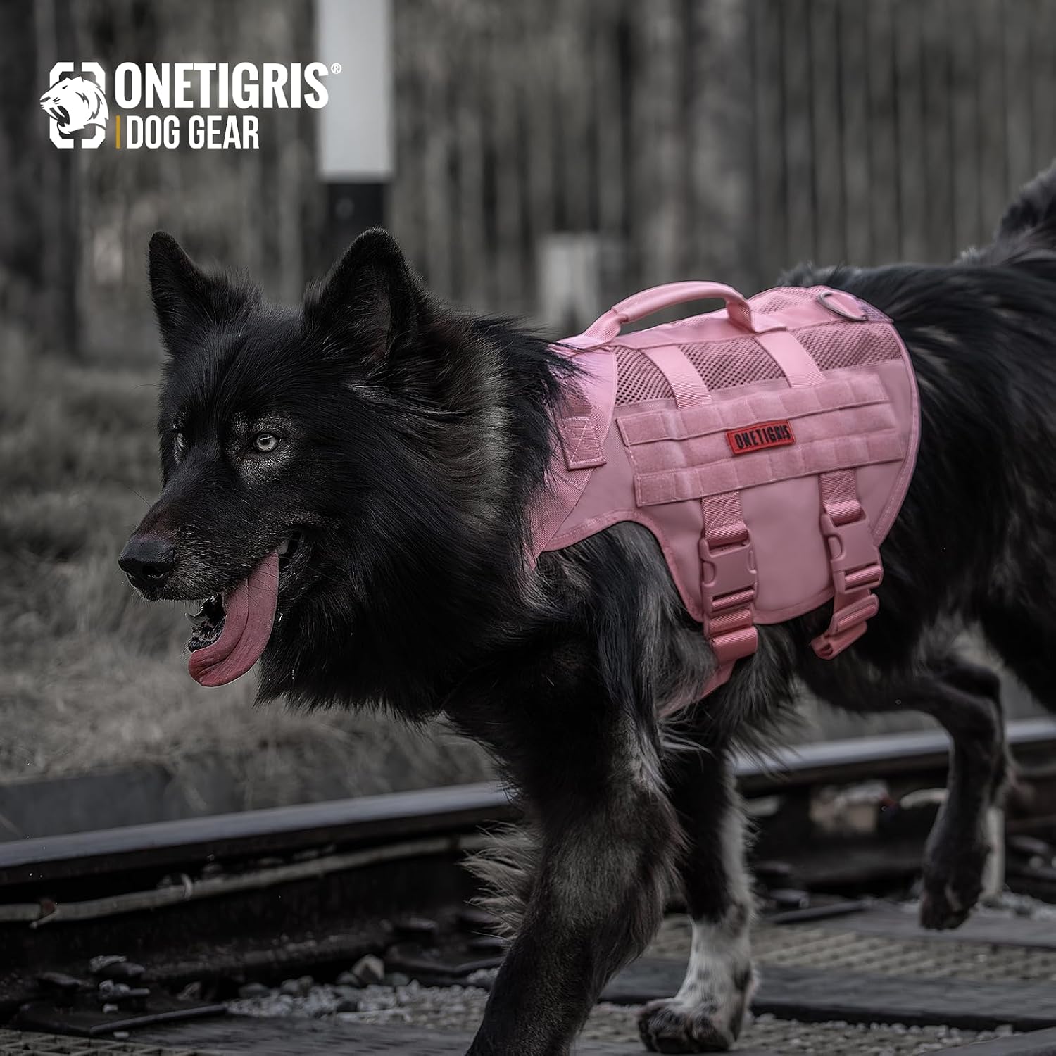 Detalle 2 de OneTigris AIRE MESH Hundegeschirr Anti-Zug für große Hunde (rosa, Größe L)