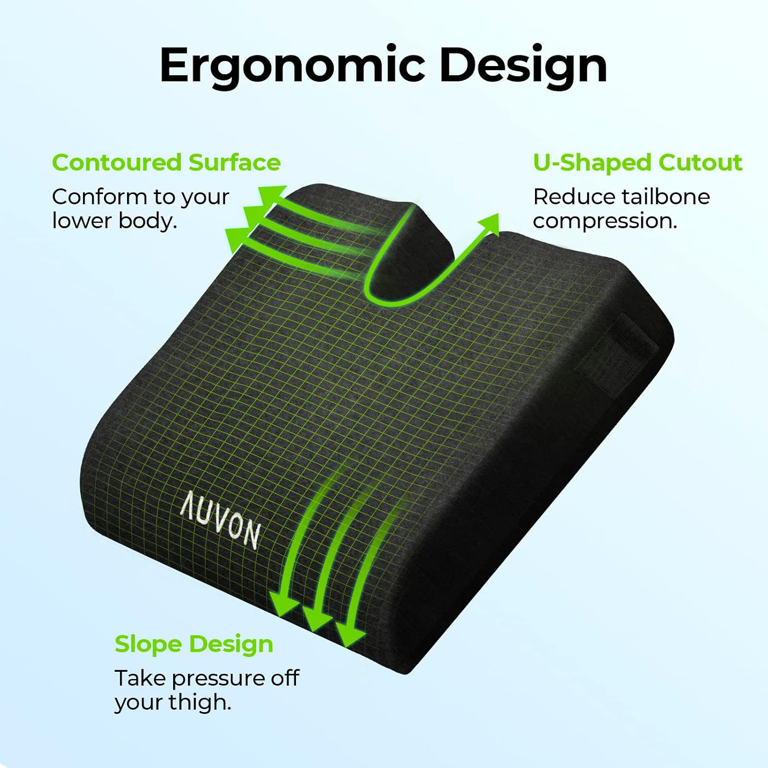 Detalle de AUVON Memory Foam Wheelchair Cushion for Coccyx 🎗