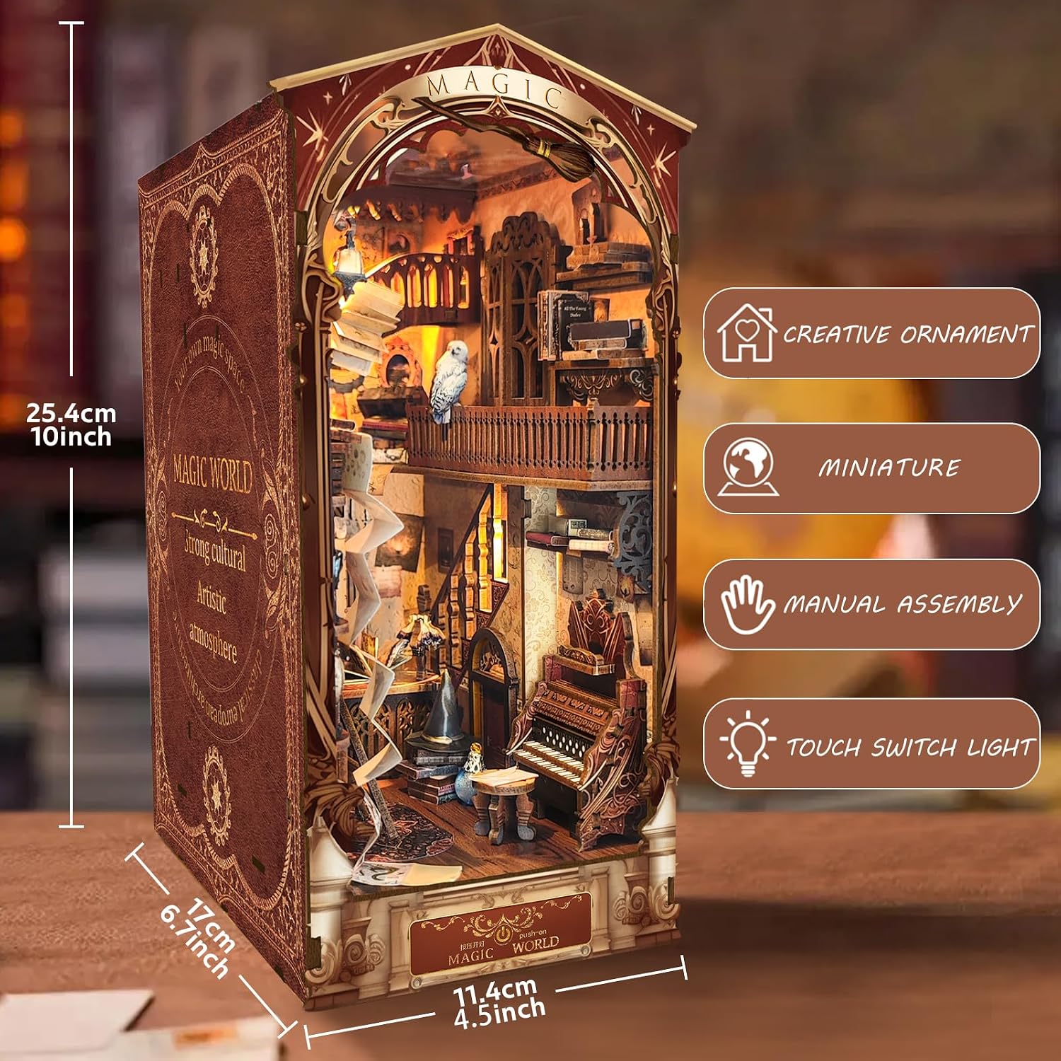 Detalle 2 de MOJINO DIY Book Nook Miniature 2 étages