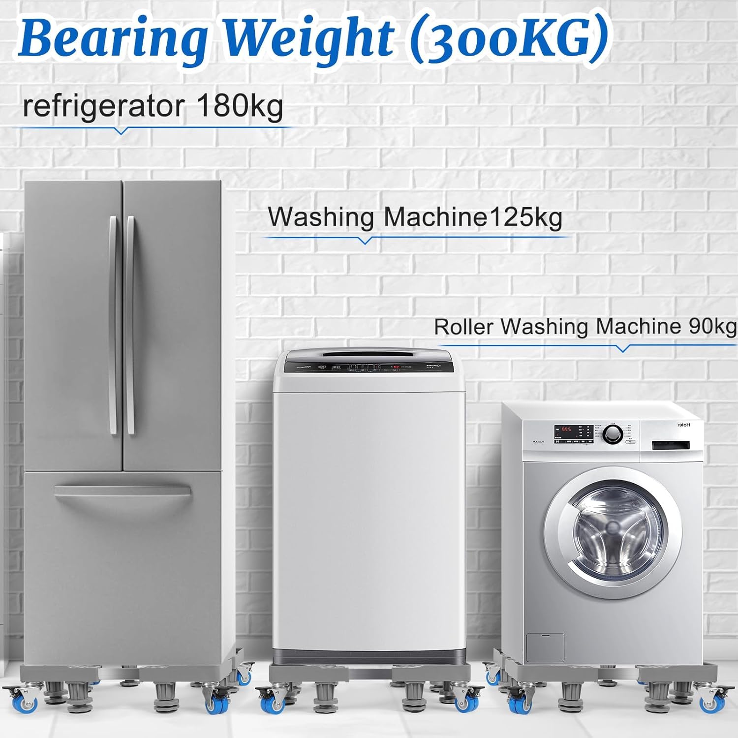 Thumbnail 1 de WUFANC Base per Lavatrice con 8 piedi + 4 ruote regolabili (42–66 cm), antiscivolo e antiurto