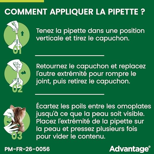 Detalle de Advantage Chat & Lapin +4 kg – Pipettes anti puces (6 x 0,8 ml) pour chats et lapins