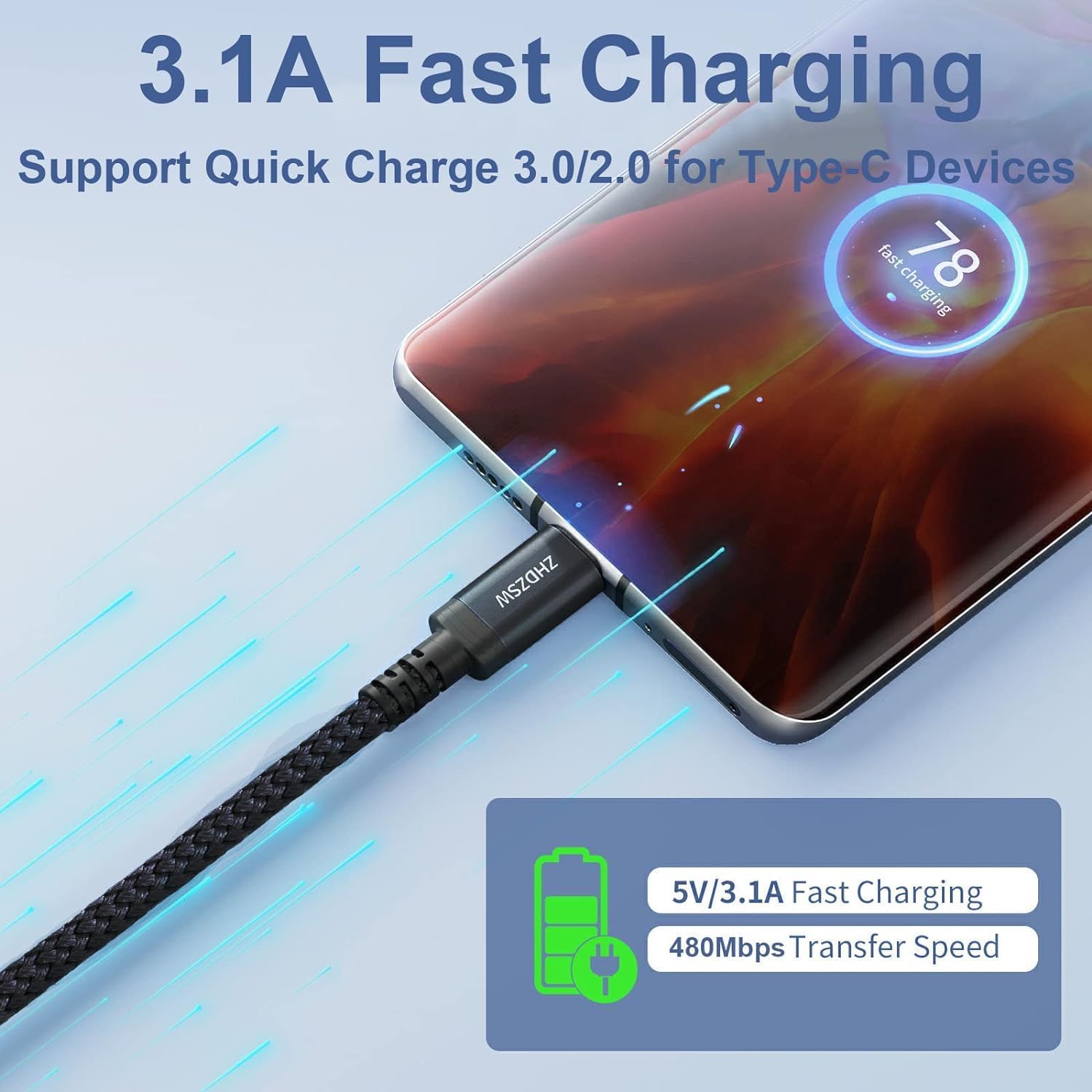Detalle de Extra Langes USB-C Ladekabel 3+3 m