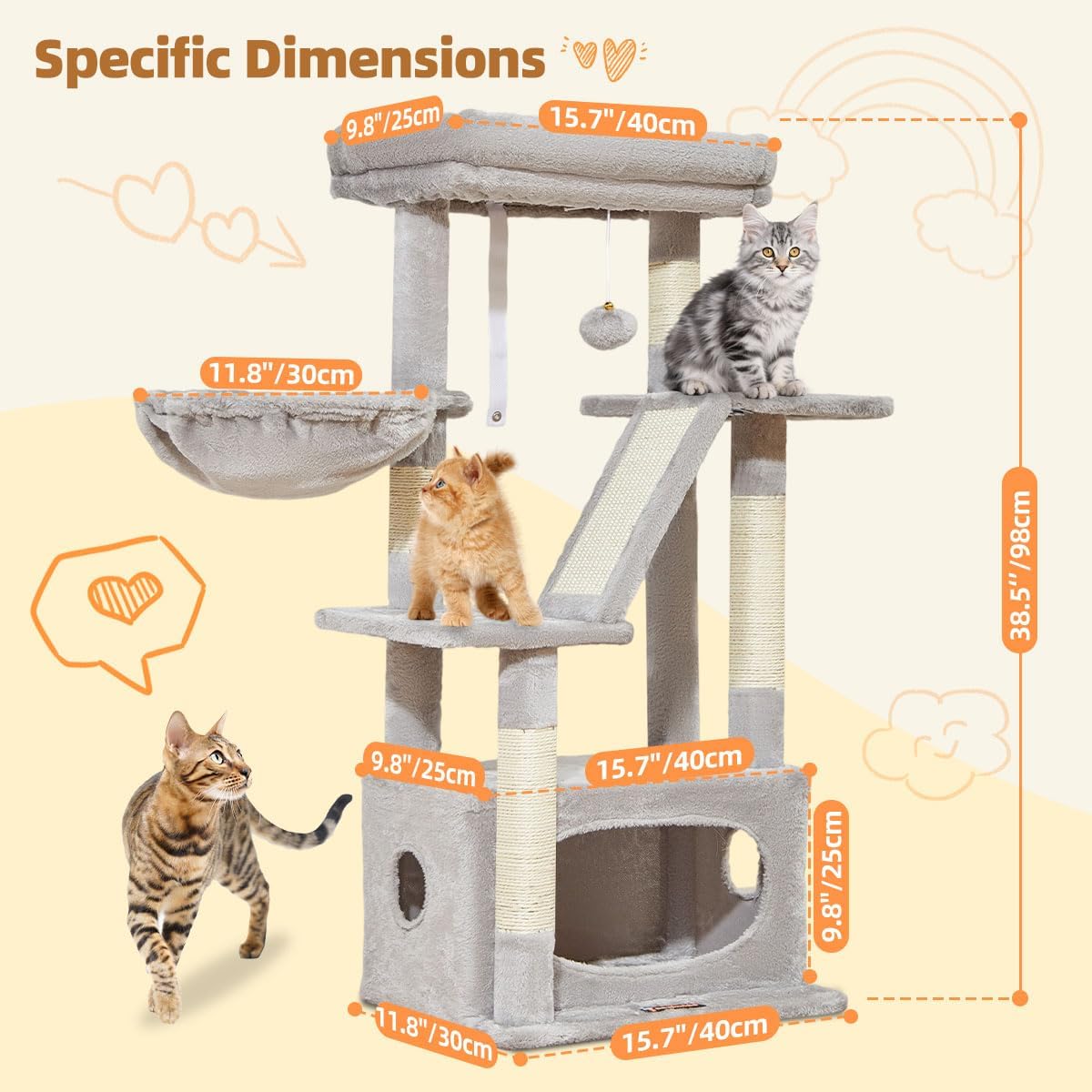 Detalle de Taoqimiao Cat Tree 98cm for indoor cats