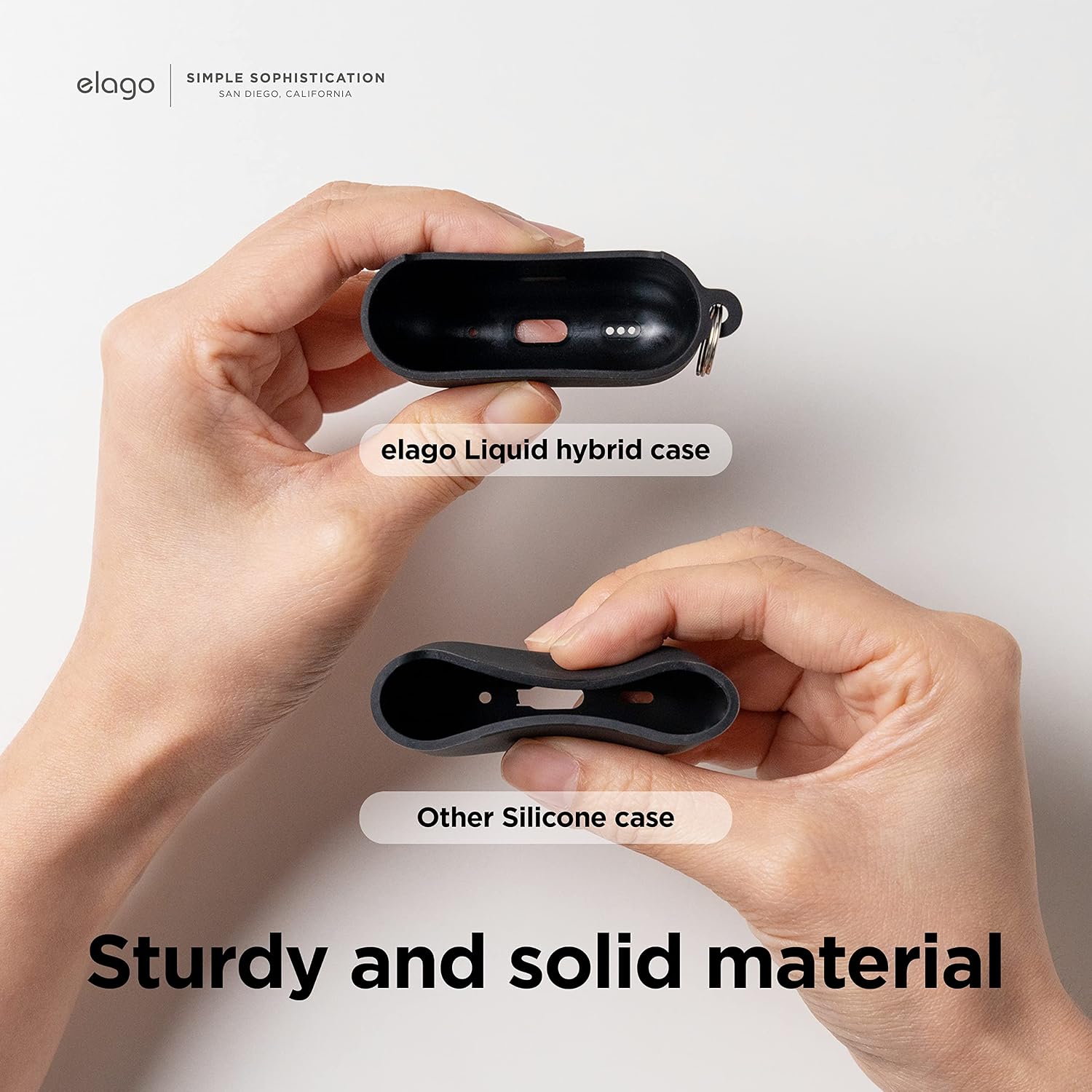 Detalle de elago Coque en silicone triple couche pour Apple AirPods Pro 2, avec mousqueton (Noir)