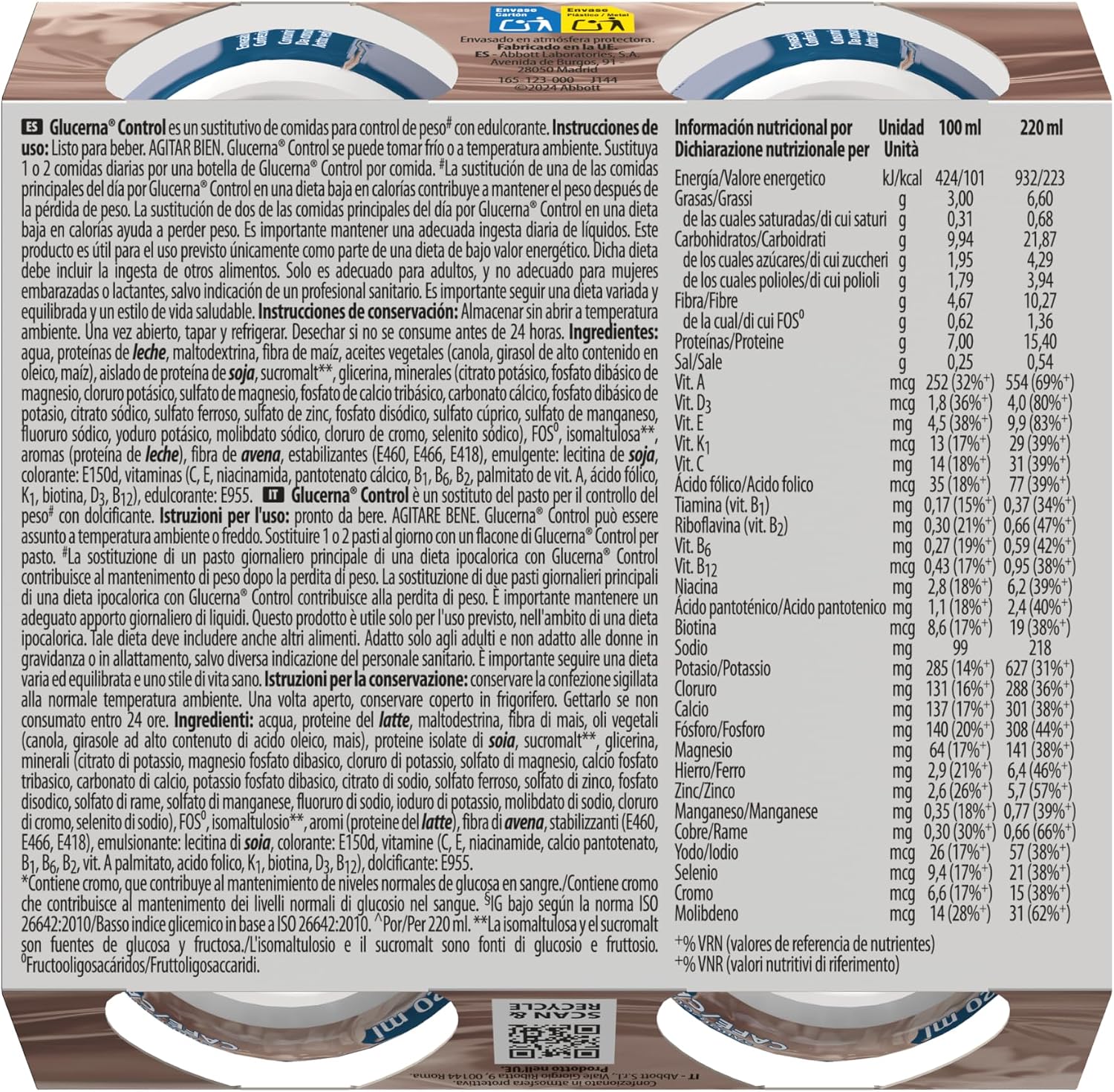 Detalle de Glucerna Control sabor café 4x220ml