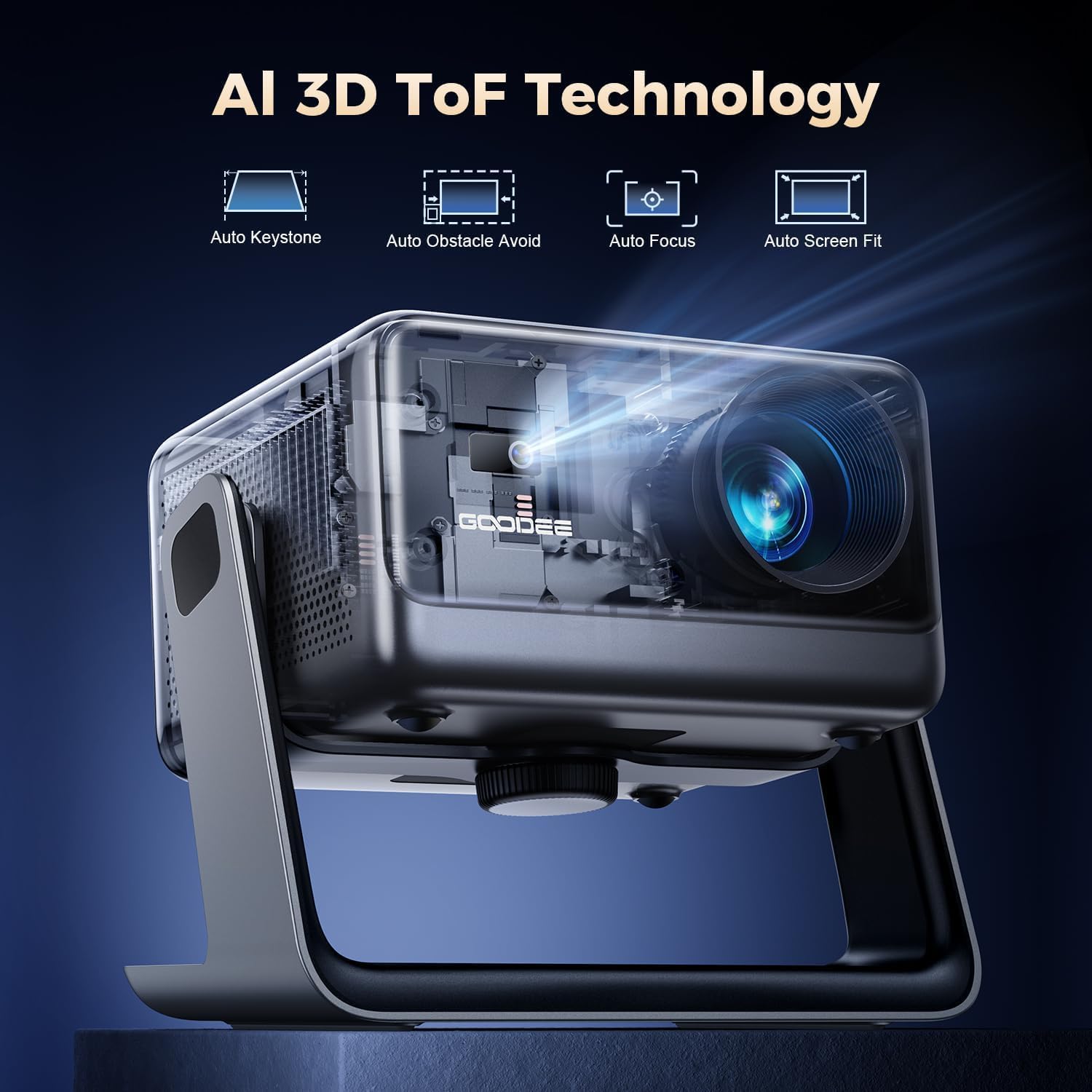 Detalle 2 de GooDee AC321 4K Video Projector with WiFi, Bluetooth & Dolby Audio — Portable Home Theater