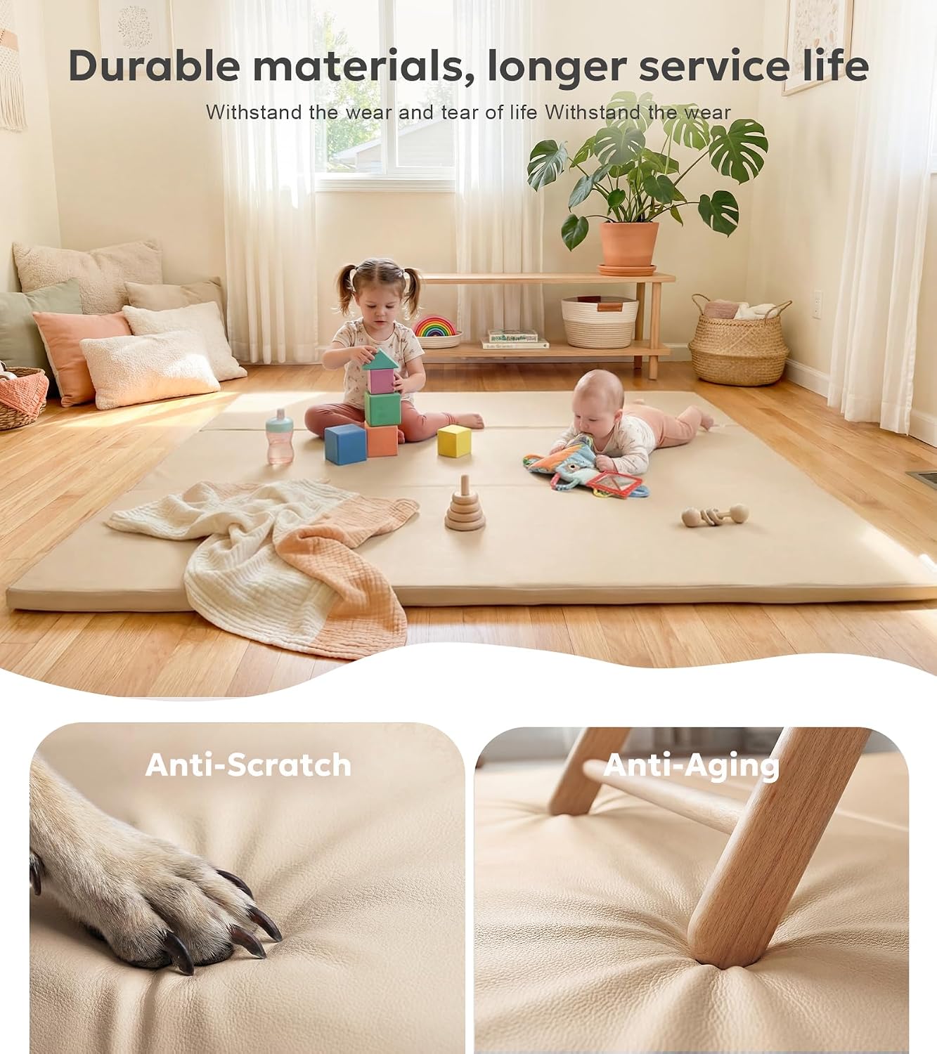 Thumbnail 6 de Mallify Tri-Fold PU Leather Baby Play Mat, 50" x 50", 1.3-Inch Thick