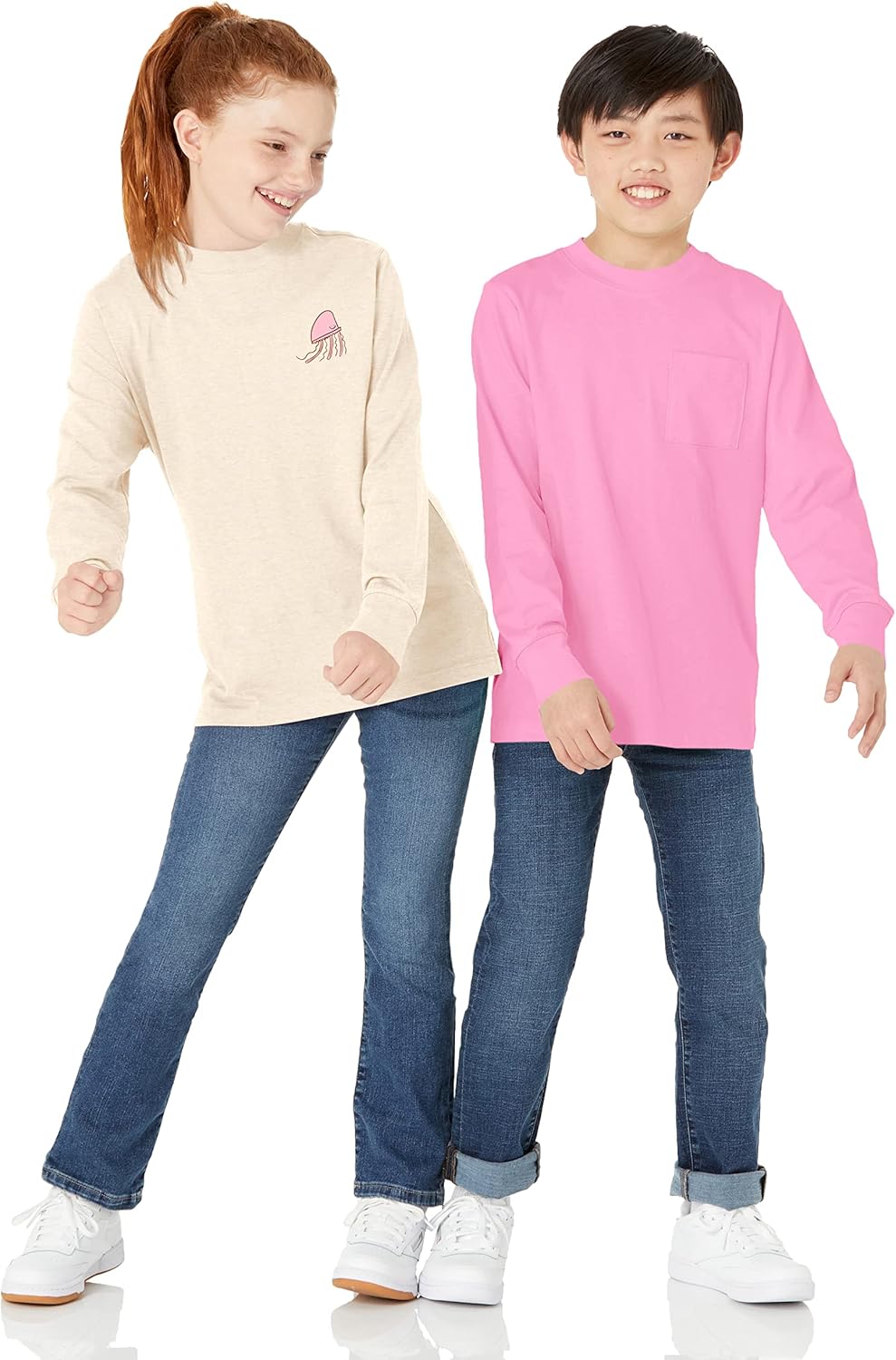 Thumbnail 1 de Amazon Essentials Unisex Kinder Langarm-T-Shirt mit Rippbündchen – 2er-Pack (Oversized, 100% Bio-Baumwolle)
